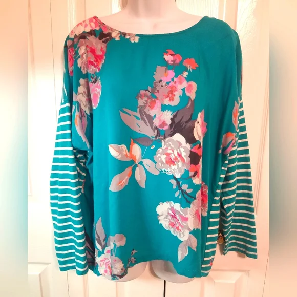 Joules Blue Green Relaxed Tunic with Floral Design - Picture 1 of 7